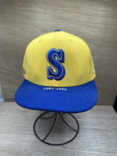 Seattle Mariners New Era Timeline Collection Gold Blue 7 1/8 Cooperstown Hat