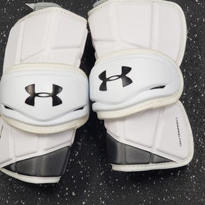 Used Under Armour COMMAND PRO ARM GUARDS Lacrosse Arm Pads/Guards White LG 11849-S000030721