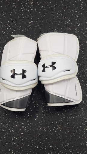Used Under Armour COMMAND PRO ARM GUARDS Lacrosse Arm Pads/Guards White LG 11849-S000030721