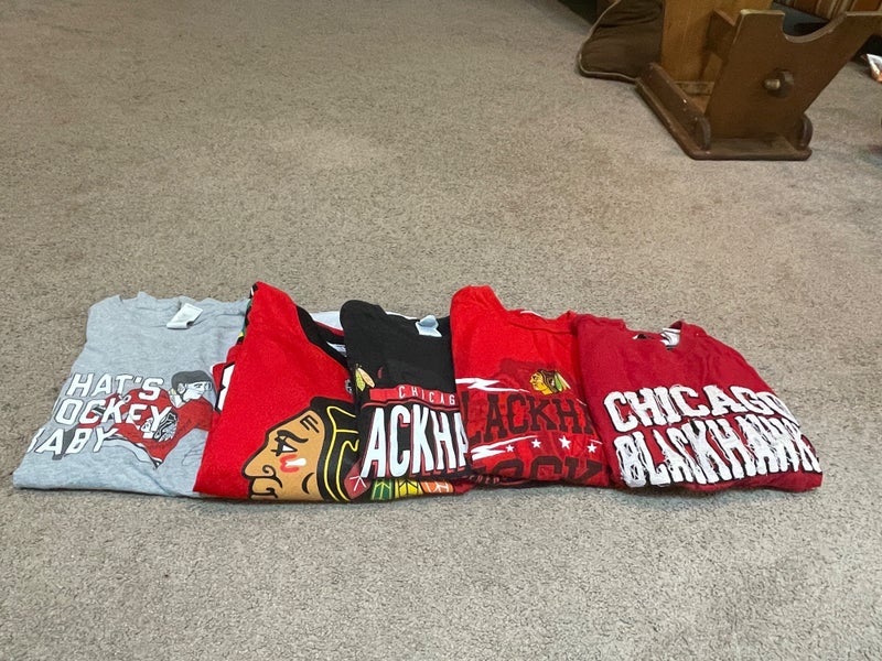 Chicago Blackhawks Youth Shirt & Jersey Lot – 5 Pieces – Sizes S to XL – NHL Hockey Fan Apparel