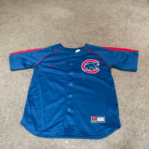 Nike Chicago Cubs Youth Jersey – Boys Small – Blue Button-Up MLB Baseball Shirt