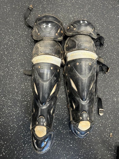 Used Under Armour SHIN GUARDS Catchers Leg Guards Black Adult 11849-S000030559