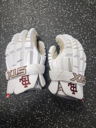 Used STX RZR SURGEON Boys Latin Lacrosse Gloves Mens White 13" 11849-S000030611