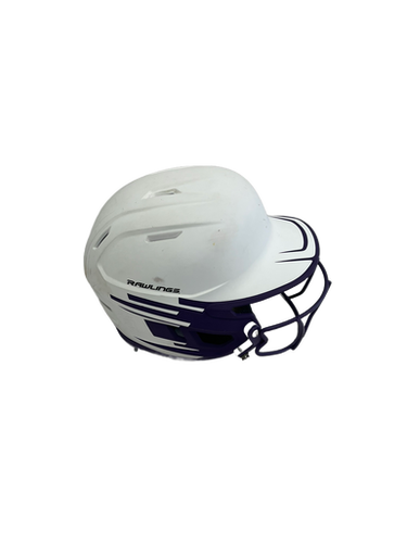 Used Rawlings MACHCC-JR Batting Helmet w/Mask White And Purple One Size 11692-S000139883