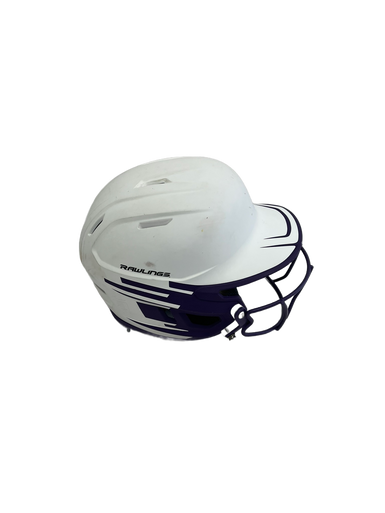 Used Rawlings MACHCC-JR Batting Helmet w/Mask White And Purple One Size 11692-S000139883