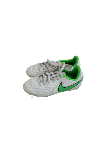 Used Nike TIEMPO Soccer Cleats White And Green Youth 12.0 11692-S000139902