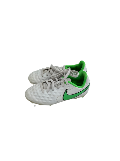 Used Nike TIEMPO Soccer Cleats White And Green Youth 12.0 11692-S000139902