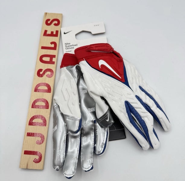 Nike Superbad 6.0 Football Receiver Gloves $65 NWT Red White Blue Men's Sz Medium New