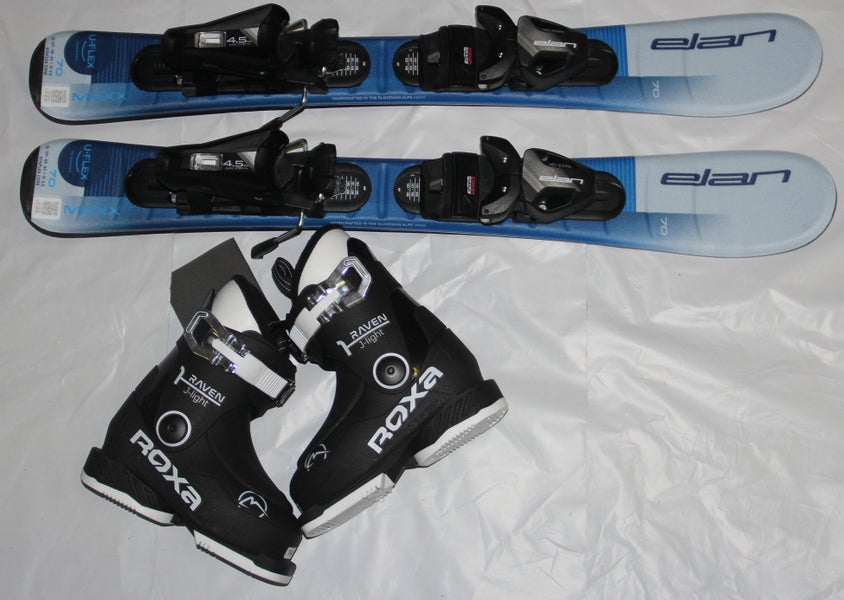 NEW Elan Maxx Blue Jr. Kid's Skis, 70cm w/ EL 4.5 GW CA JRS BLK Bindings 14.5 boots  2026