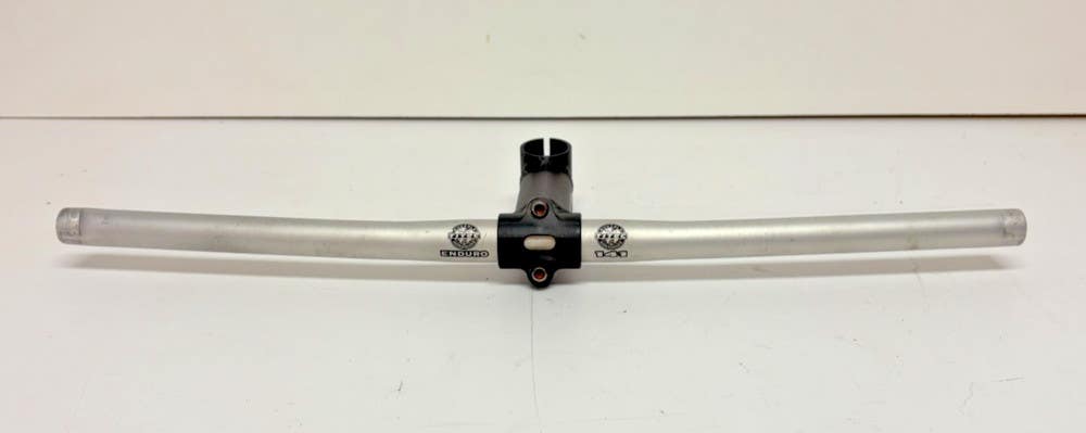 Vintage Titec Enduro 565mm Silver Aluminum Flat Handlebar Titec 110mm Black Stem
