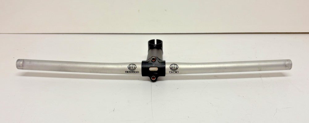 Vintage Titec Enduro 565mm Silver Aluminum Flat Handlebar Titec 110mm Black Stem