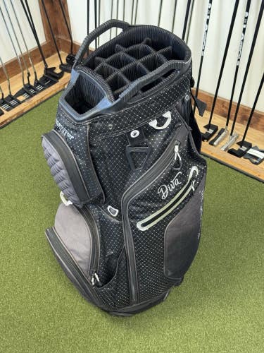 Sun Mountain Diva Cart Bag 15-Way Divider Cart Bag Nice W Rain Hood Cover