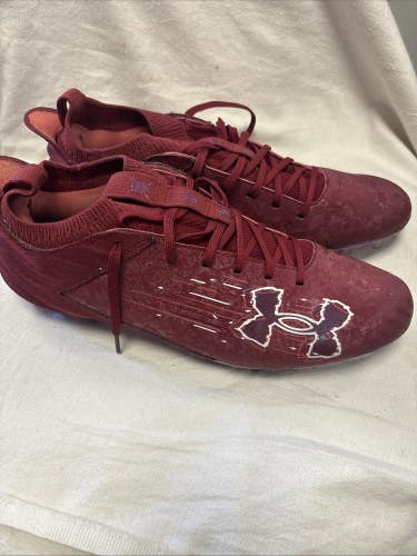 Mens Adult Size 12 Under Armour Red Lacrosse Football Cleats
