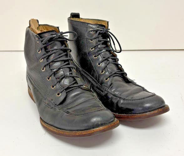 Frye Carson Rubber Soled Black Leather Lace-Up Ankle Boots US Men's 12 READ