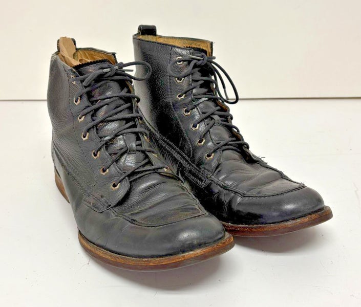 Frye Carson Rubber Soled Black Leather Lace-Up Ankle Boots US Men's 12 READ