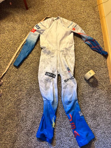 US Ski Team Men's custom size XL Tall Spyder Ski Suit (Used) FIS Legal