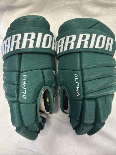 Junior Size 12 Inch Warrior ALPHA QX4 Green Ice Hockey Player Gloves