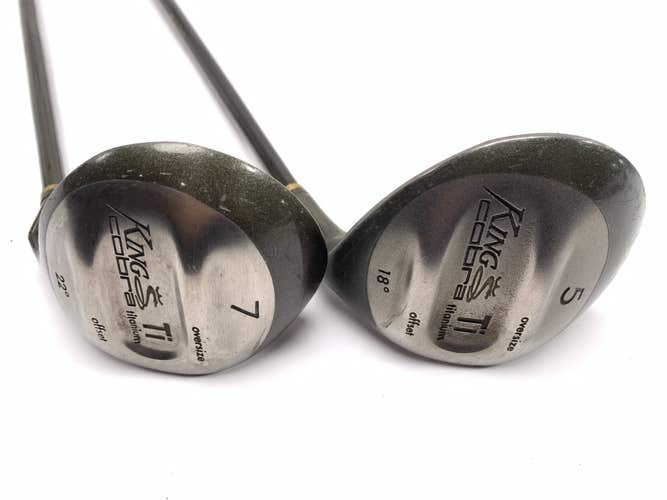 Cobra King Cobra Titanium 5 & 7 Fairway Wood Set 18* 22* Titanium Offset Mens RH