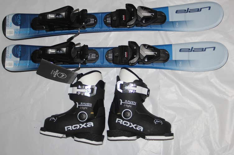 NEW Elan Maxx Blue Jr. Kid's Skis, 70cm w/ EL 4.5 GW CA JRS BLK Bindings 15.5 boots  2026