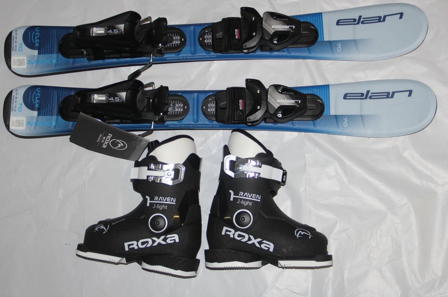 NEW Elan Maxx Blue Jr. Kid's Skis, 70cm w/ EL 4.5 GW CA JRS BLK Bindings 15.5 boots  2026