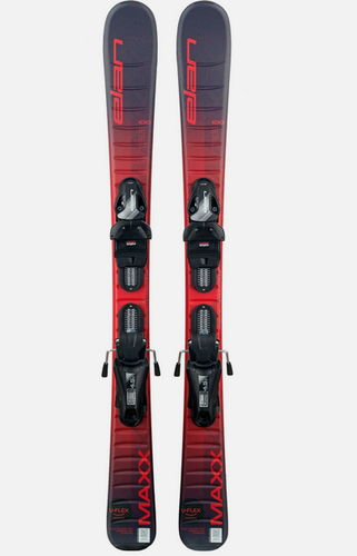NEW Elan Maxx red Kids Skis 90cm Uflex Size Adjustable EL 4.5 GW Bindings on skis