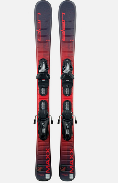 NEW Elan Maxx red Kids Skis 90cm Uflex Size Adjustable EL 4.5 GW Bindings on skis