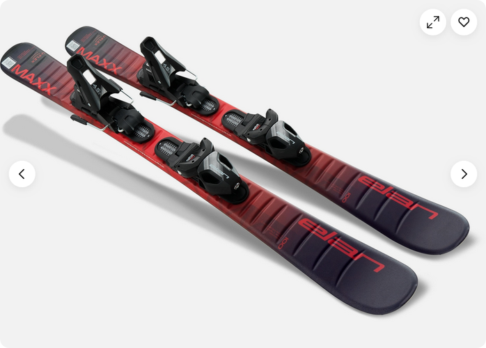 NEW Elan Maxx  Kids Skis 90cm Uflex with Size Adjustable EL 4.5 GW Bindings on skis