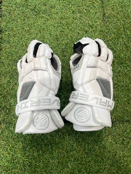 White Maverik M5 Lacrosse Gloves 12" (Used)