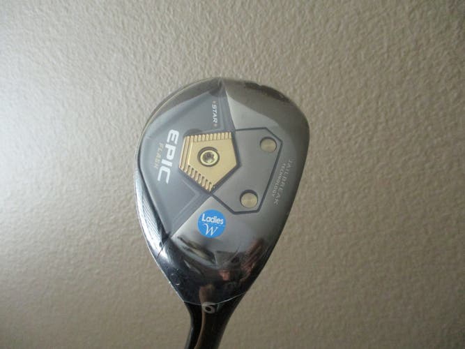 NEW WOMEN'S RIGHT HAND CALLAWAY EPIC FLASH STAR 26* #6 HYBRID UST ATTAS 40 LADIES FLEX + HC