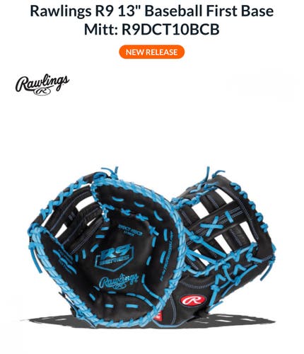 New Rawlings R9 Right Hand Throw First Base Baseball Mitt 13"
