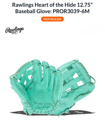 Brand New Rawlings Right Hand Throw Outfield Heart of the Hide Baseball Glove 12.75"
