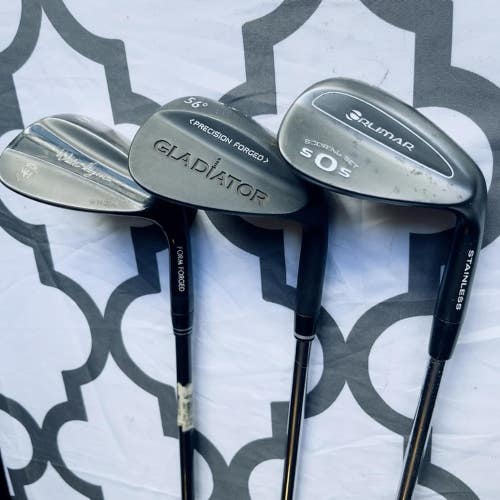 Blacked Out Mens RH Lob Sand Approach/Gap Combo Wedge Set 52/56/60 Degrees