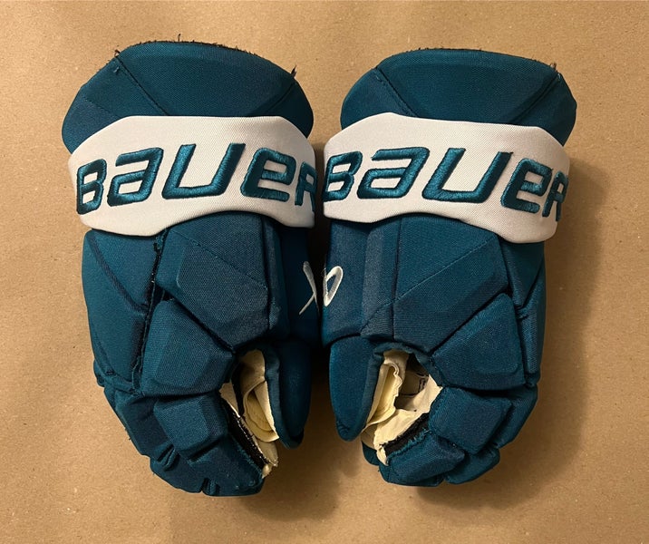 San Jose Sharks Teal Bauer Hyperlite Gloves 14” RUTTA VIEL