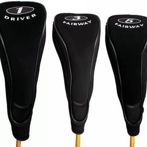 On Course Magna Golf Club Headcovers (Black, 3 pack) NEW