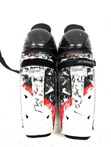 Used CCM FT680 Intermediate Shin Guards White 13" 11860-S000296142