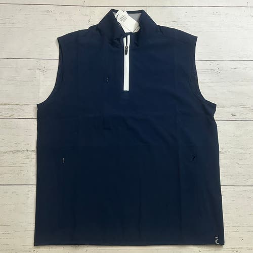 Kenneth Cole 1/4 Zip Light Weight Golf Vest Water Resistant Blue Mens Medium