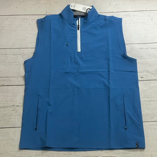 Kenneth Cole 1/4 Zip Light Weight Golf Vest Water Resistant Blue Mens Large