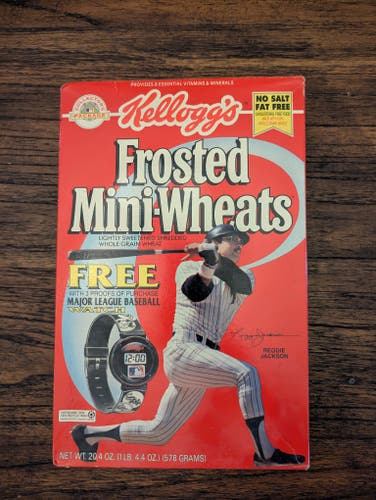 Kellogg's Frosted Mini-Wheats Vintage New York Yankees Reggie Jackson Cereal Box