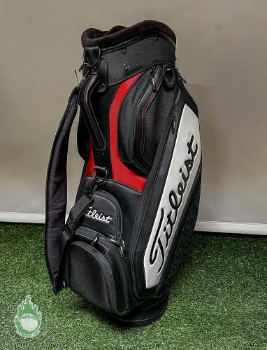 Used Titleist 6-Way Staff Golf Bag Black/White Embroidered Jonathan Osornio