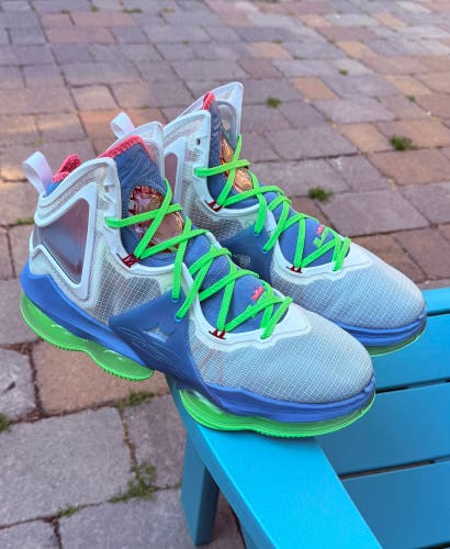 Men's Nike LeBron 19 "Dutch Blue Lime Glow" Tropical Basketball Shoes US Sz 12.5