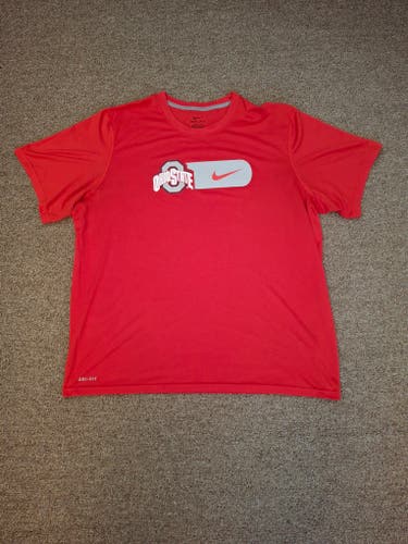 Nike NCAA Ohio State Buckeyes Dri Fit Center Swoosh Tee Shirt XLarge
