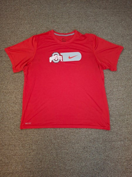 Nike NCAA Ohio State Buckeyes Dri Fit Center Swoosh Tee Shirt XLarge