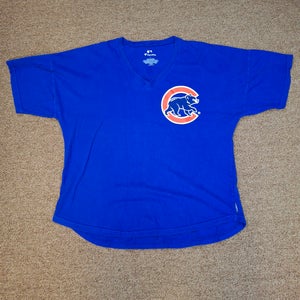 Fanatics Womens Chicago Cubs Logo Spirit Jersey V-Neck Tee Shirt Sz Large
