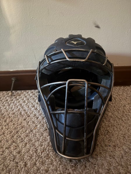 Used Mizuno SAMURAI Catchers Helmet w/Mask navy blue M/L 11823-S000032192