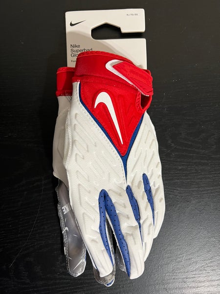 Nike Superbad 6.0 Football Gloves Men's Size XL USA Red/White/Blue/Silver