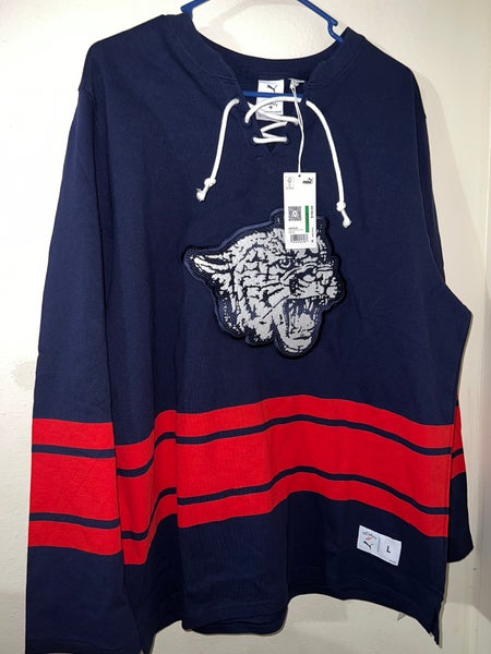 Puma Noah Striped V Neck Long Sleeve Hockey Jersey Men's Size Large 62819606