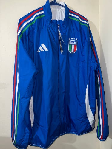 Adidas Italy FIGC Anthem Jacket Reversible Blue White Men's Size Large IX0418