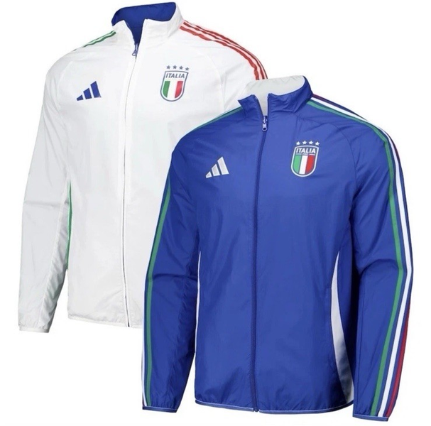 Adidas Italy FIGC Anthem Jacket Reversible Blue White Men's Size XL IX0418