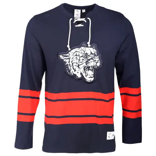 Puma Noah Striped V Neck Long Sleeve Hockey Jersey Men's Size Large 62819606