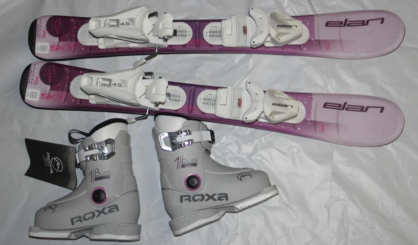 70cm NEW 2026 ELAN SKY kids skis EL 4.5  adjustable Bindings + 15.5 Mondo boots